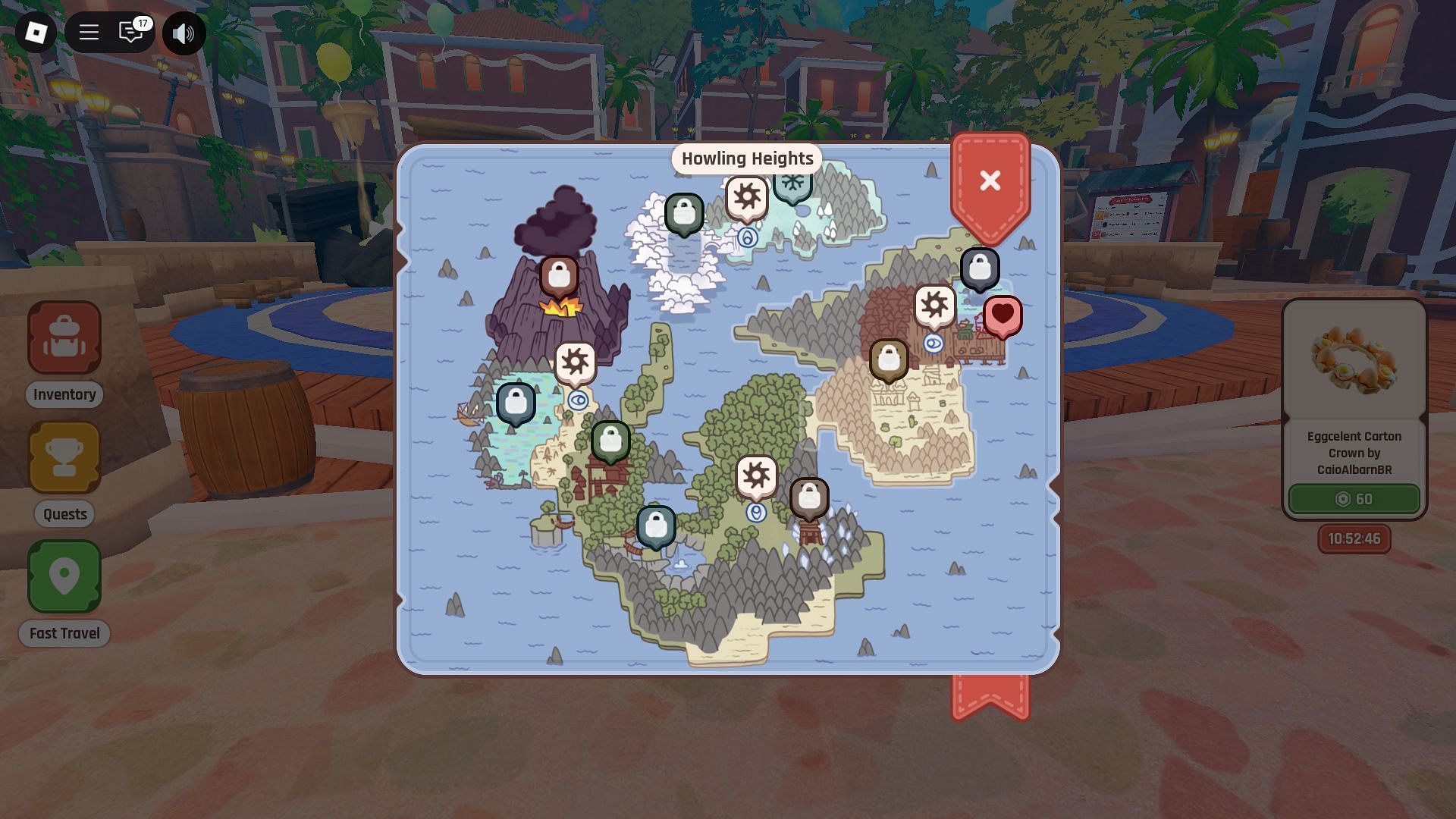 Howling Heights on the map (Image via Roblox)